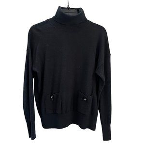Kate Spade Black Wool Blend Turtleneck Sweater with Pockets Women's Size XS